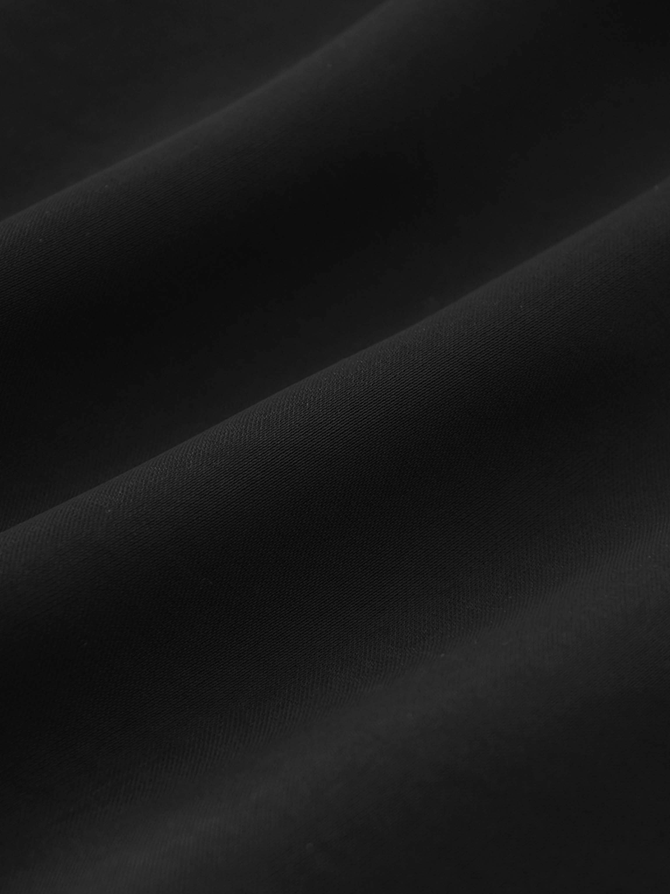 High/Low Faux Satin Crossover Top-Black