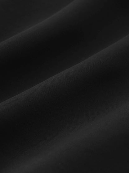 High/Low Faux Satin Crossover Top-Black
