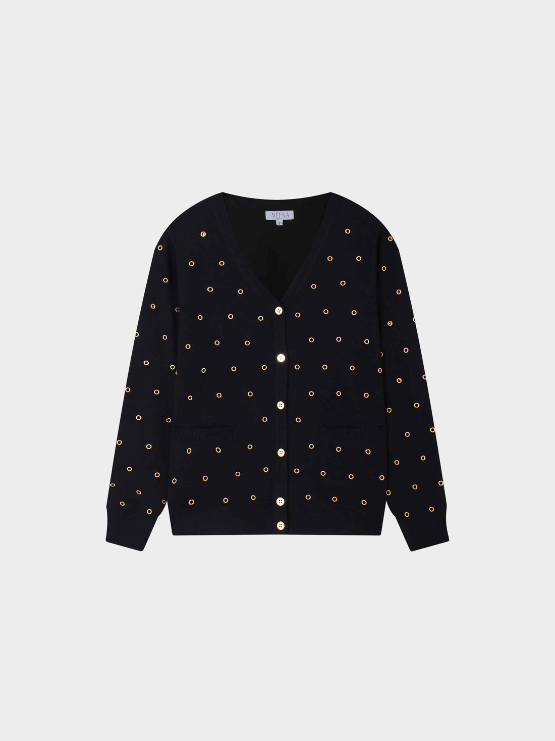 Grommet Cardigan-Black