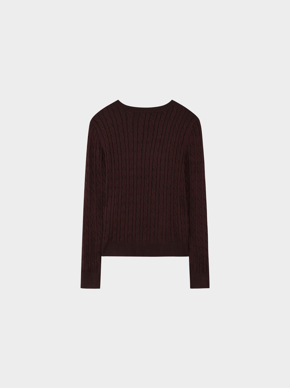 Knit Cable Sweater-Brown