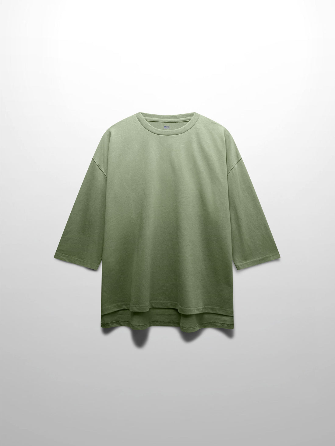 Oversized Boxy 3Q Sleeve Tee-Sage