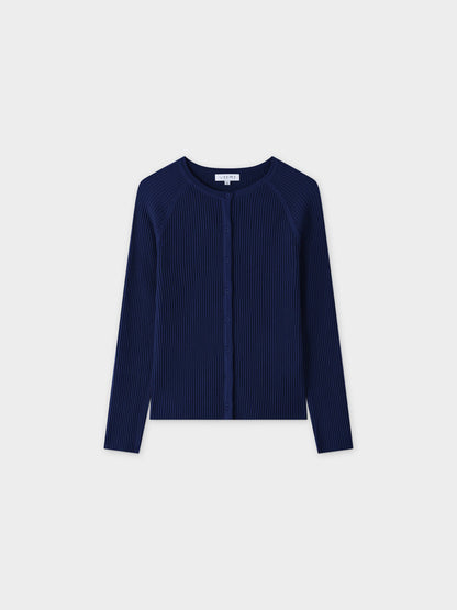Ribbed Knit Cardigan-Navy