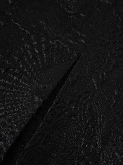 Embossed Inverted Pleat Skirt-Black