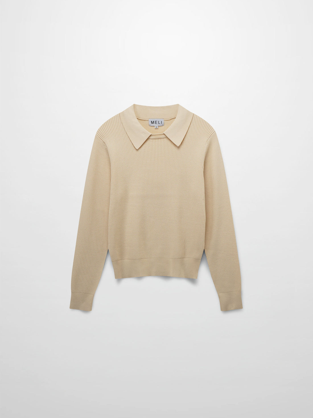 Waffle Collared Sweater-Bone
