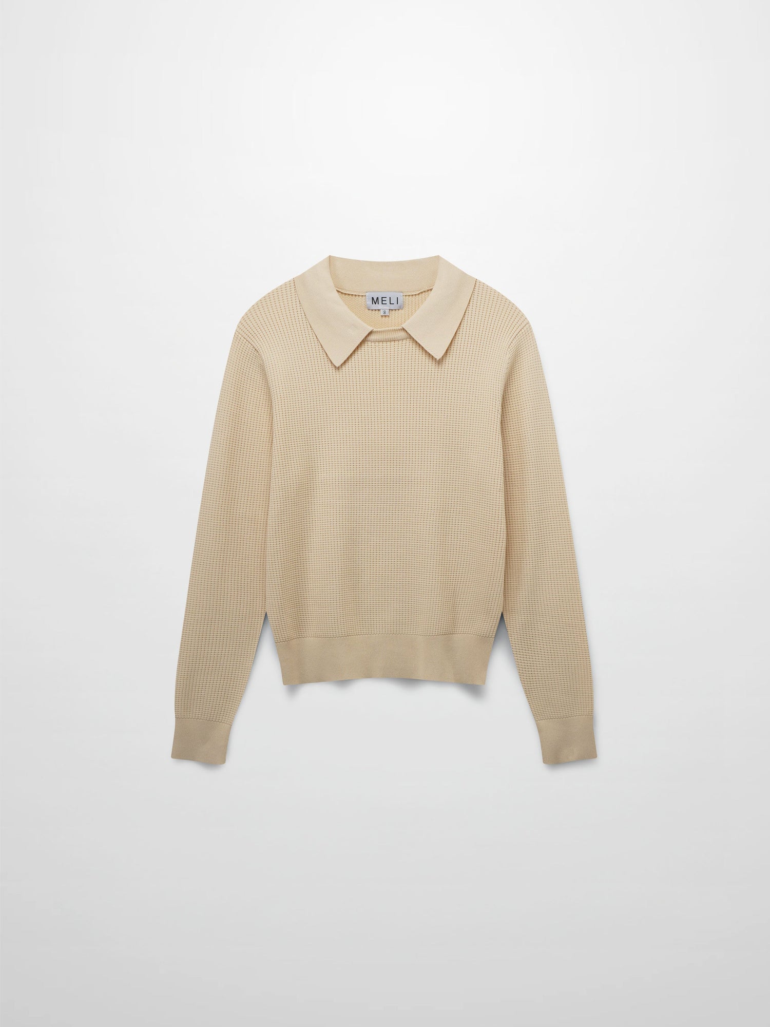 Waffle Collared Sweater-Bone