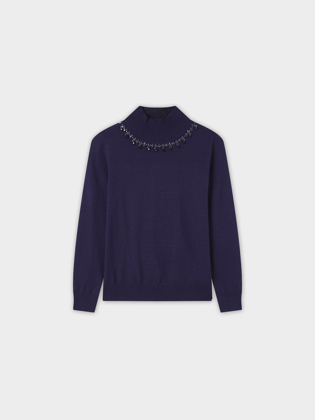 Beaded Turtleneck-Navy