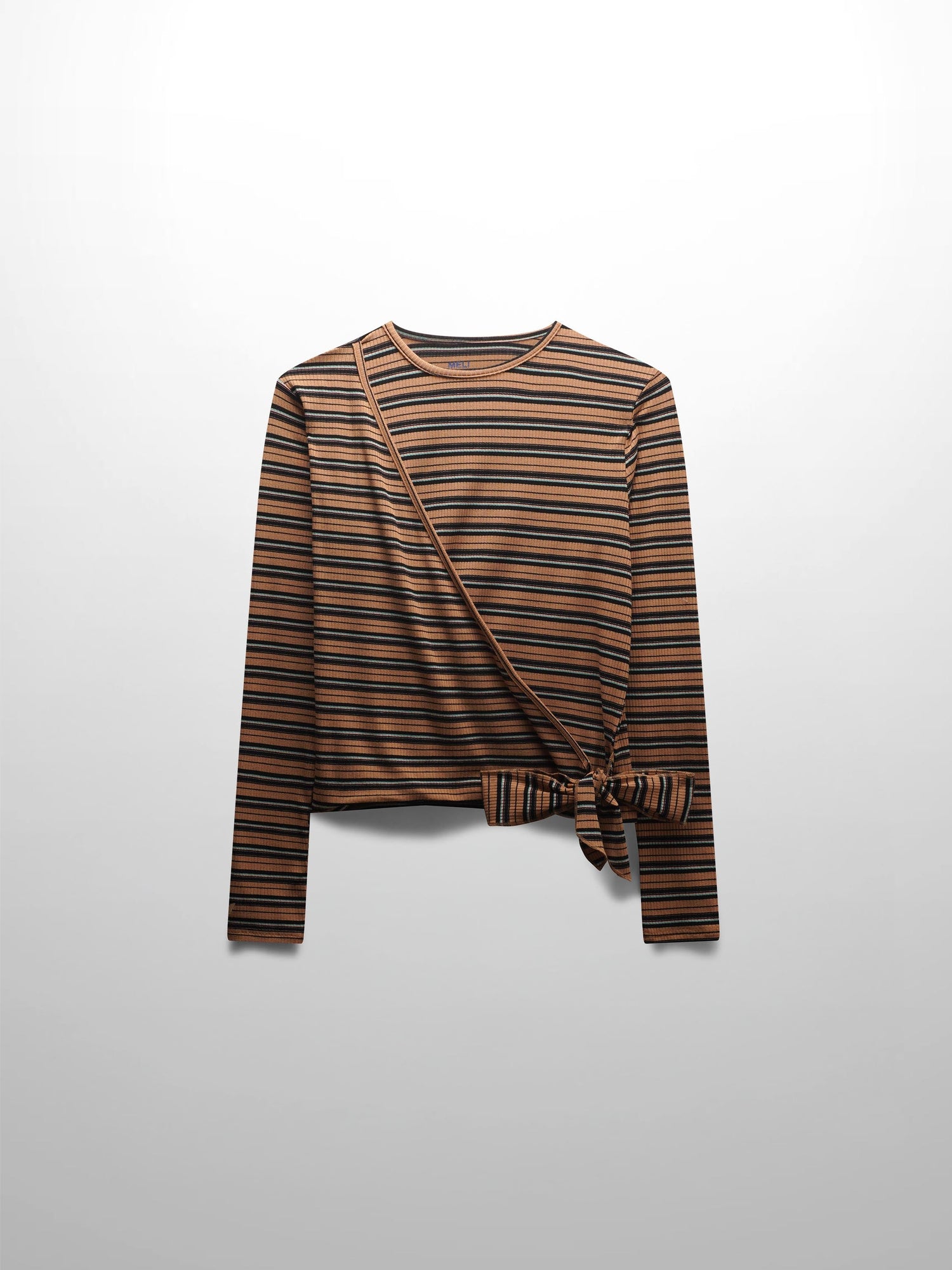 Striped Wrap Tee-Caramel