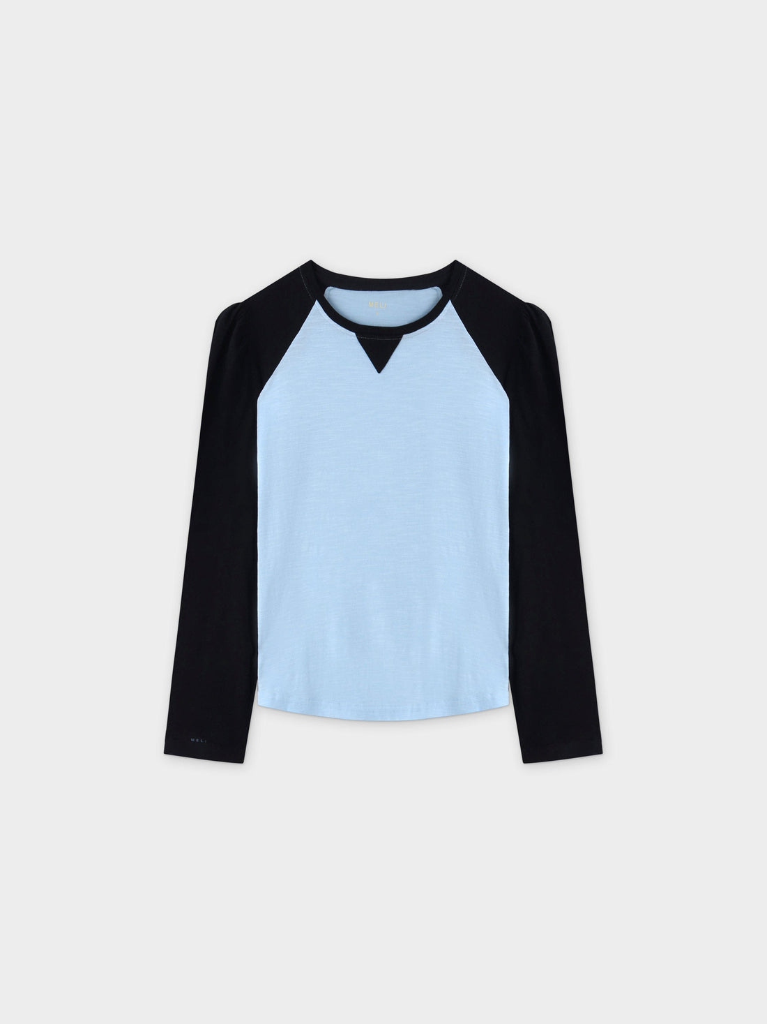 Two Tone Baseball Tee-Light Blue/Black