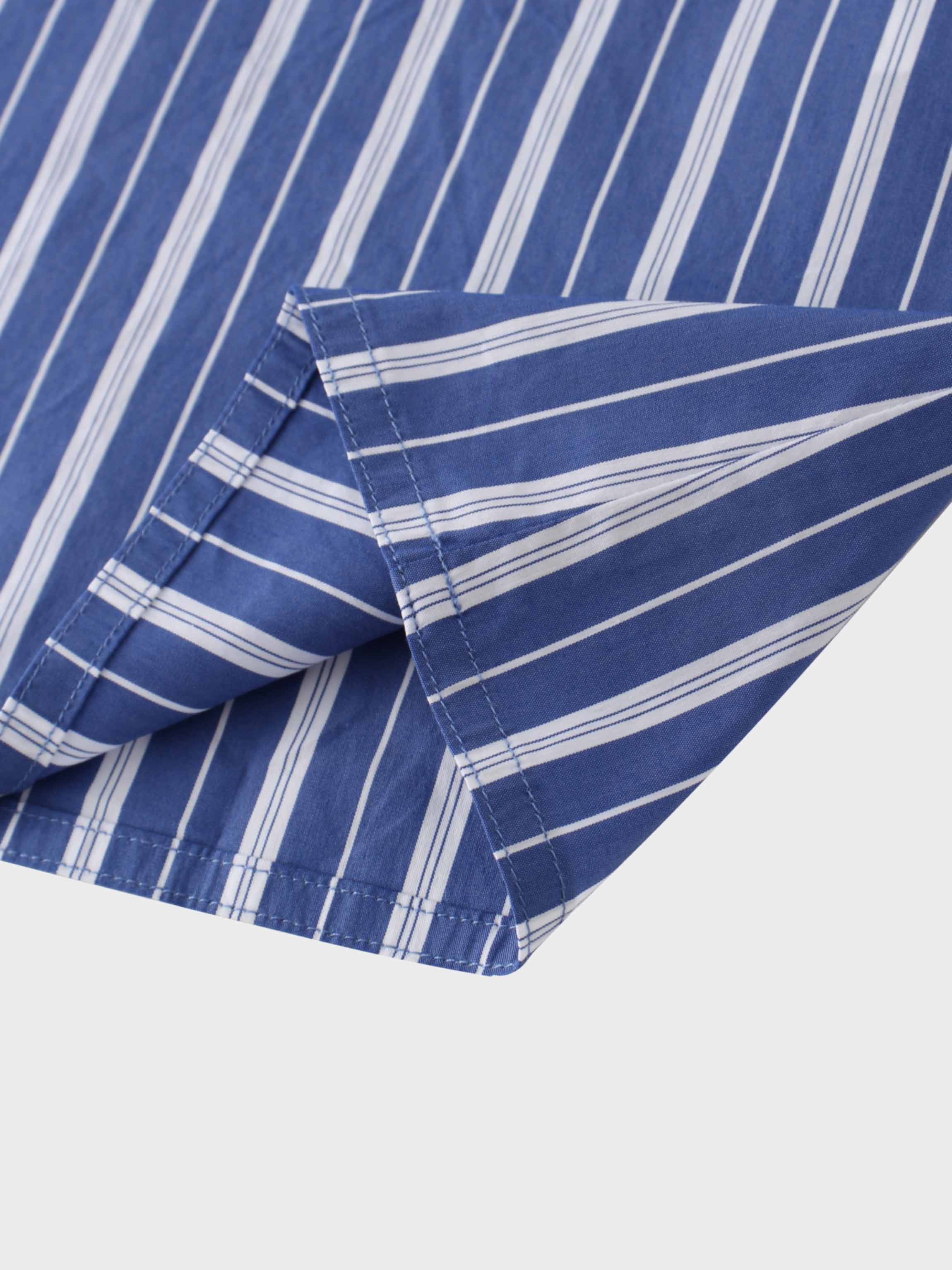 Button Down Yoke Circle Skirt-Blue Stripe