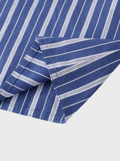 Button Down Yoke Circle Skirt-Blue Stripe