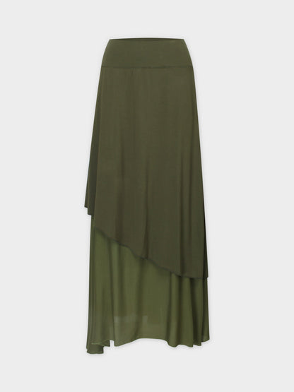 DOUBLE LAYER SKIRT-OLIVE