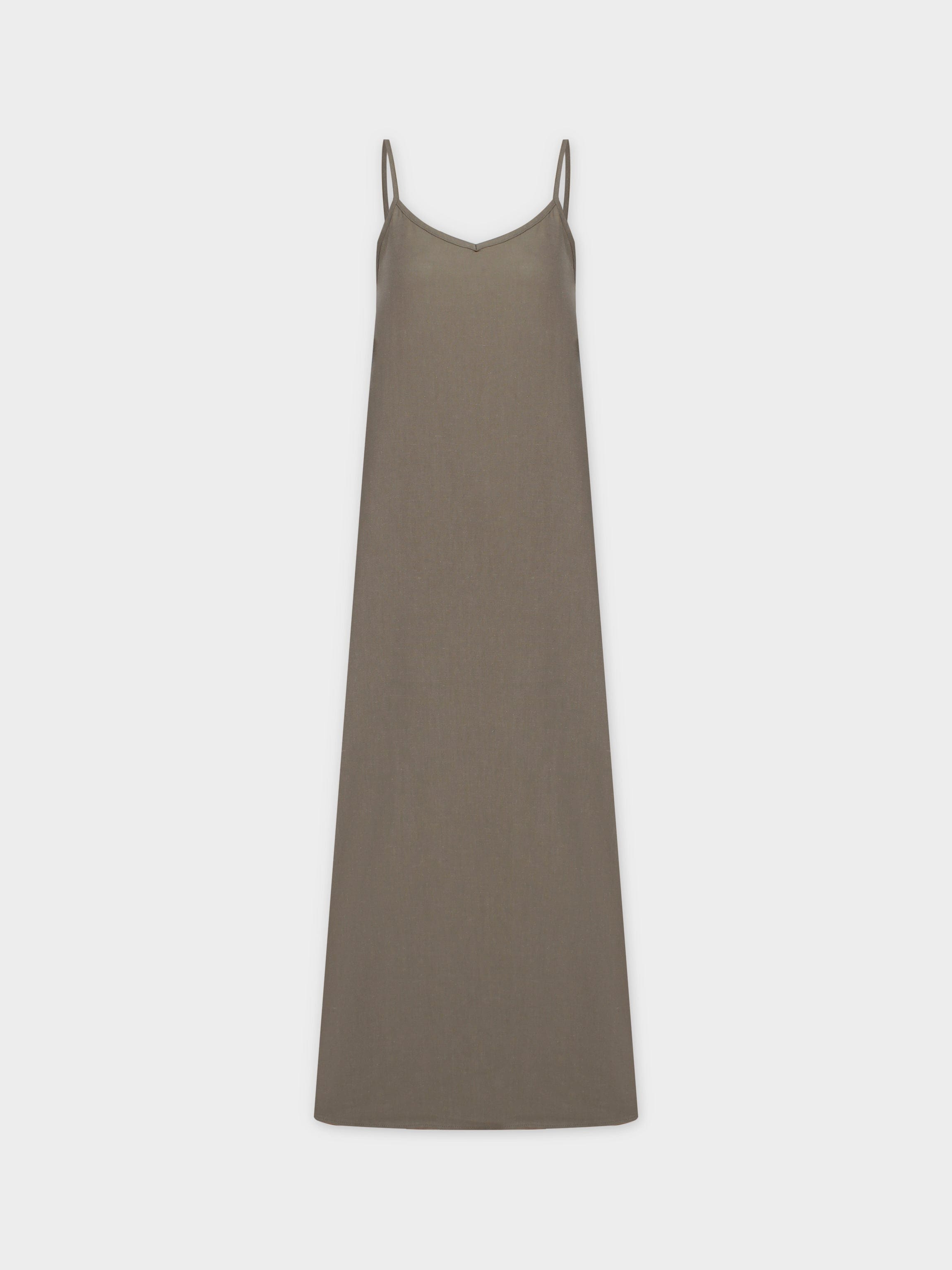 Linen Slip Dress-Olive