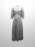 Pleated Sleeve High Waisted Dress-Floral