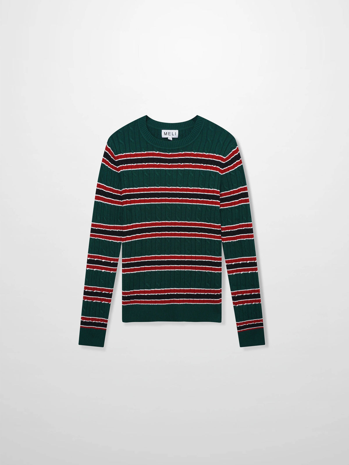 Striped Cable Sweater-Green Stripe