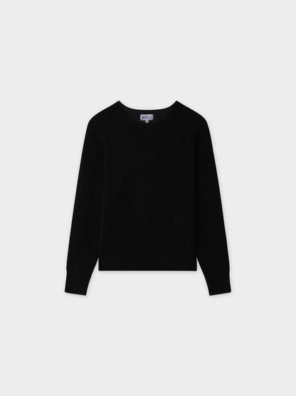 Chenille Waffle Sweater-Black