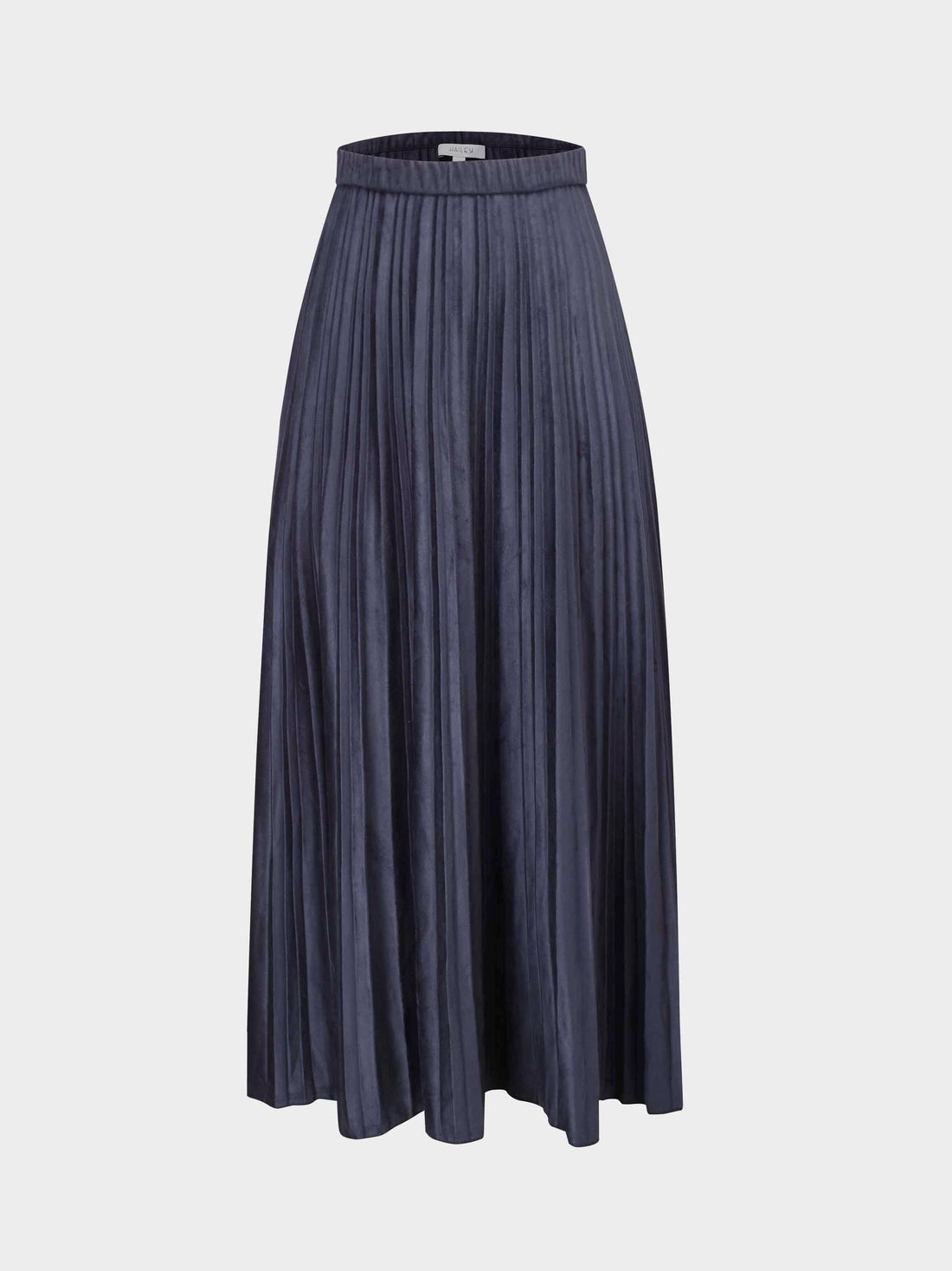 Pleated Faux Suede Skirt 37"-Navy
