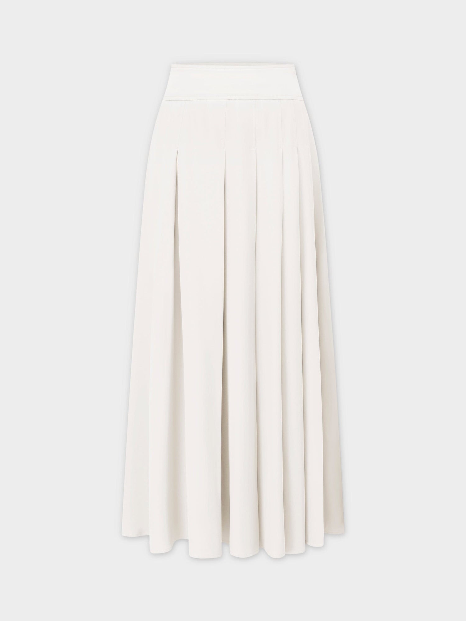 Yoke Pleated Skirt 37"-White