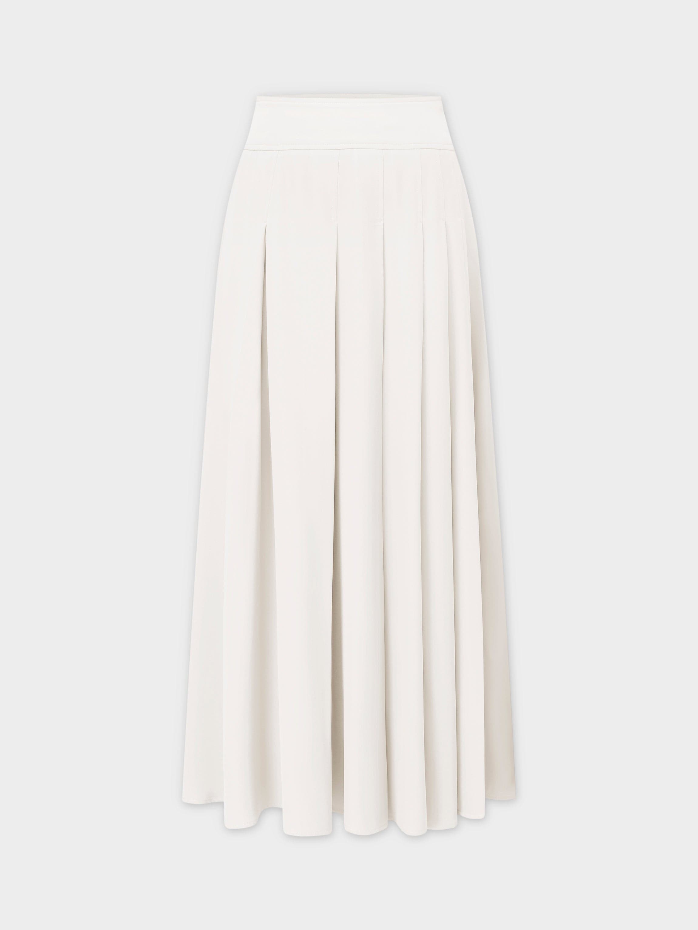 Yoke Pleated Skirt 37"-White
