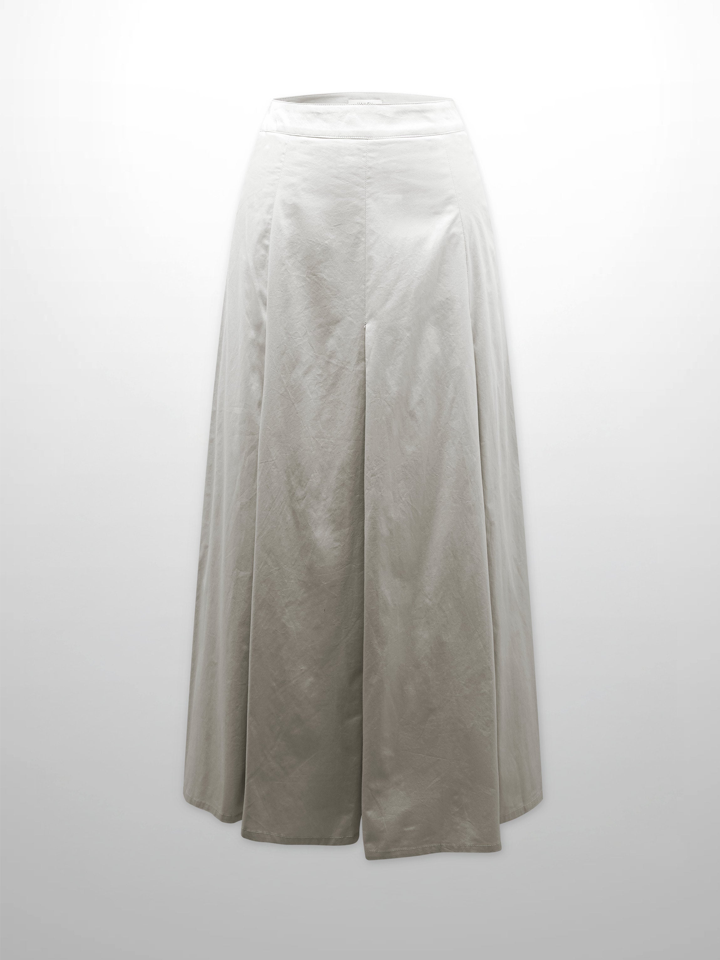 Stitch Down Cotton Pleated Skirt-Light Grey