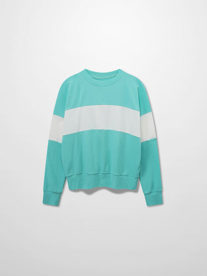 Wide Stripe Bomber-Aqua/White