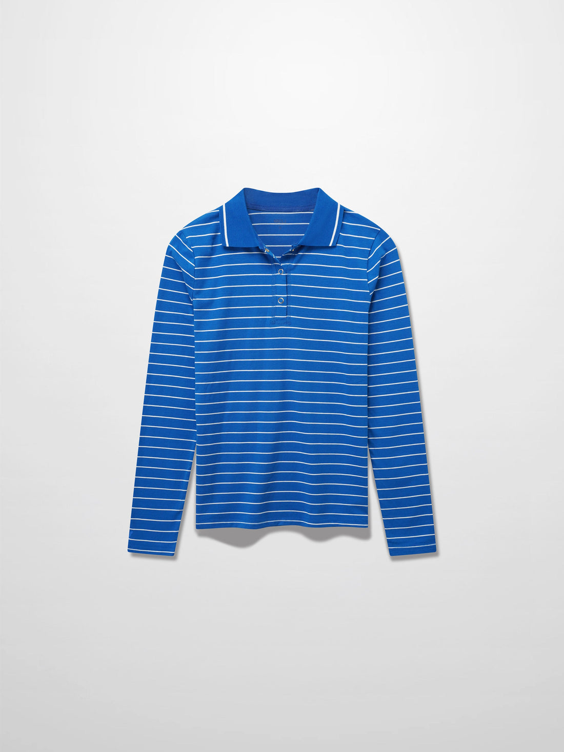 Striped Collar Snap Tee-Cobalt Blue/White