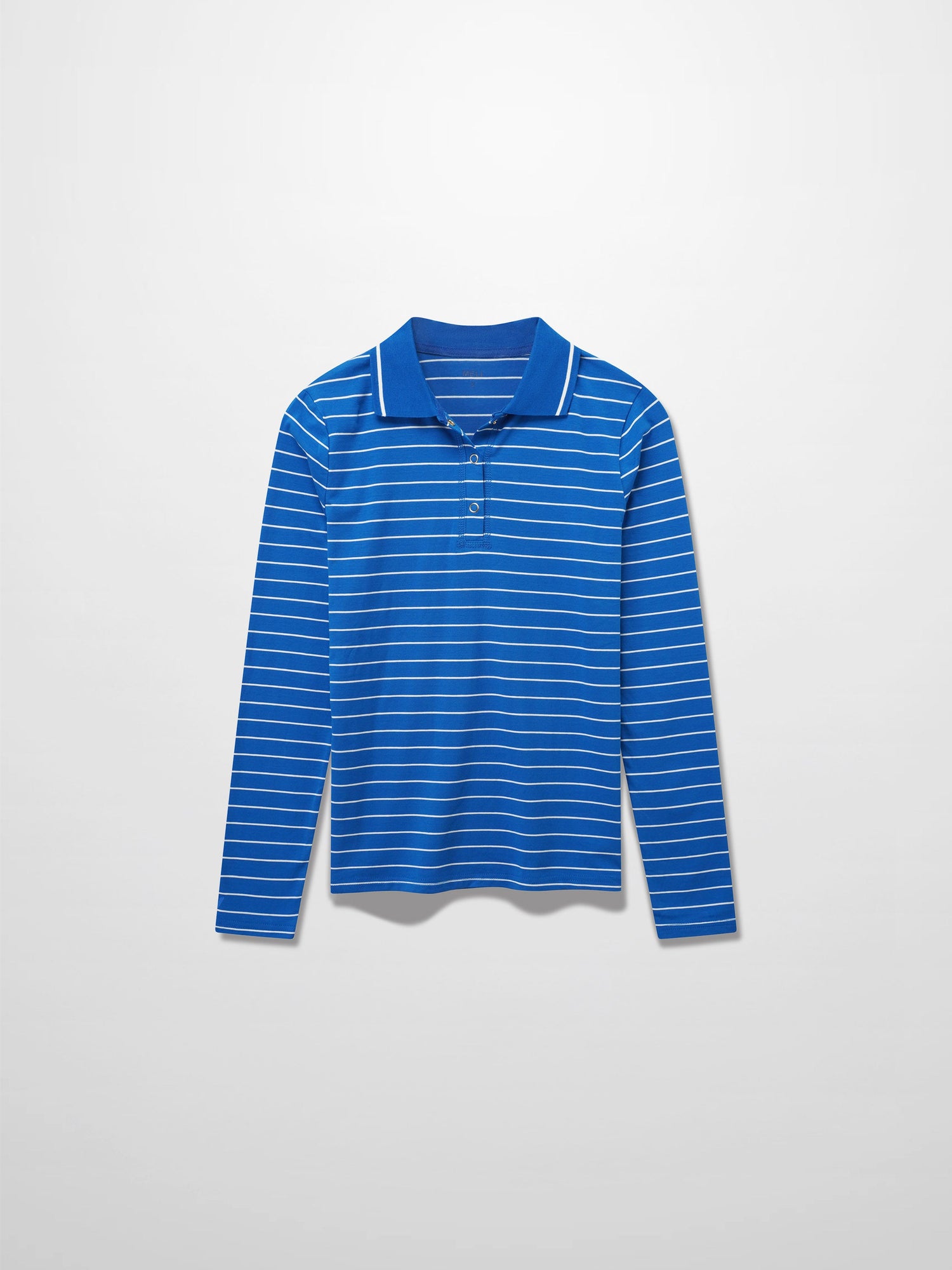 Striped Collar Snap Tee-Cobalt Blue/White
