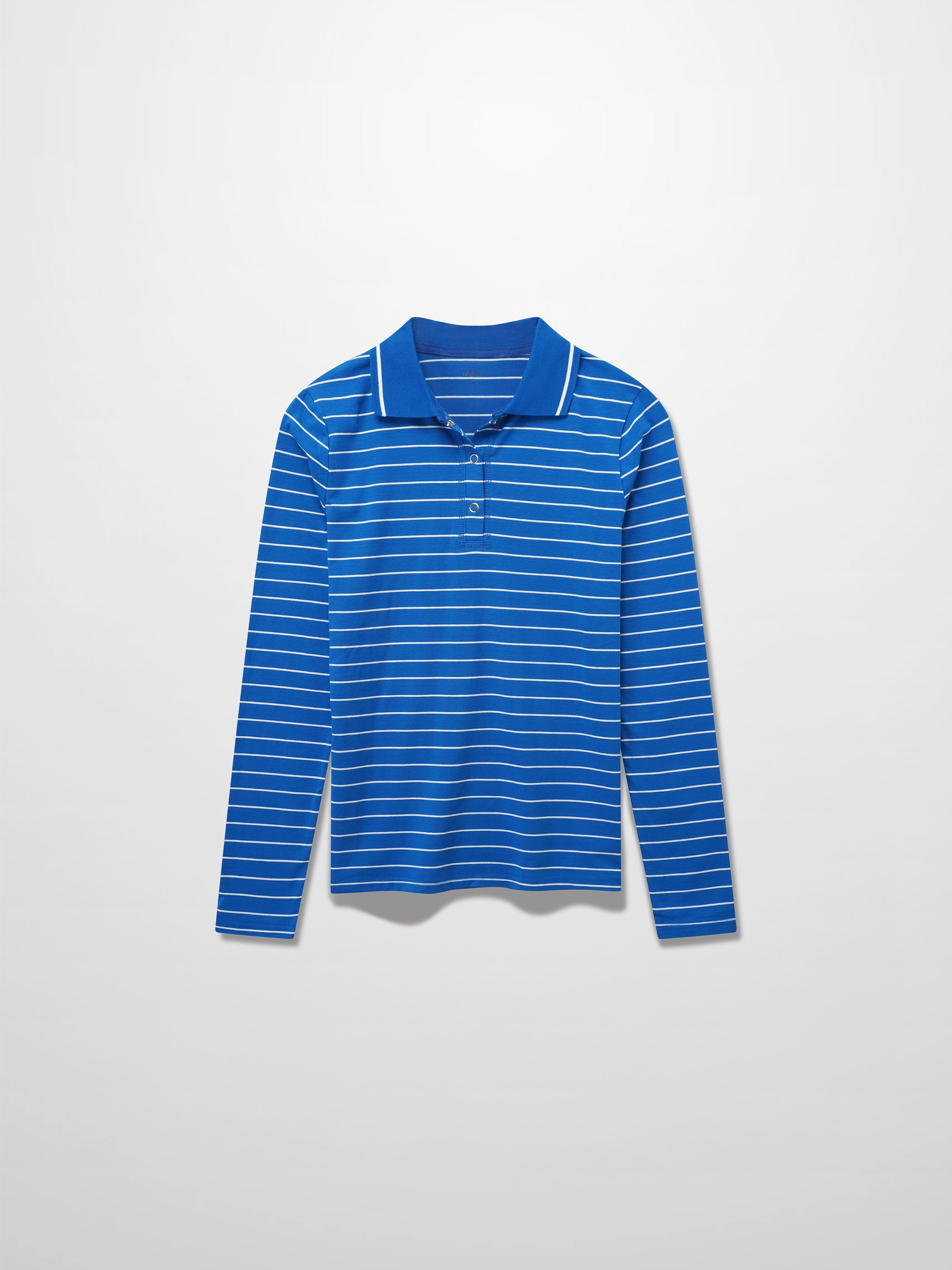 Striped Collar Snap Tee-Cobalt Blue/White
