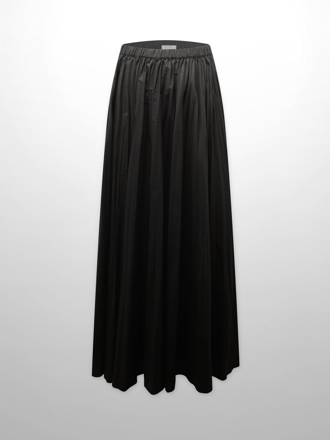 Micro Pleat Elastic Waist Skirt-Black
