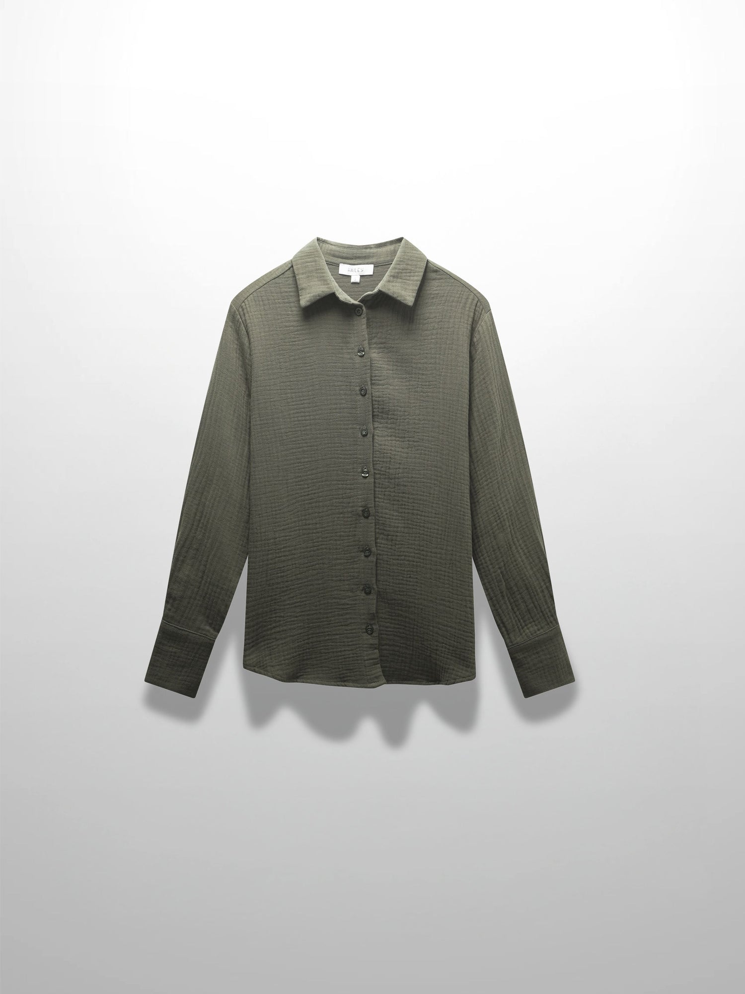 Gauze Button Down Blouse-Olive