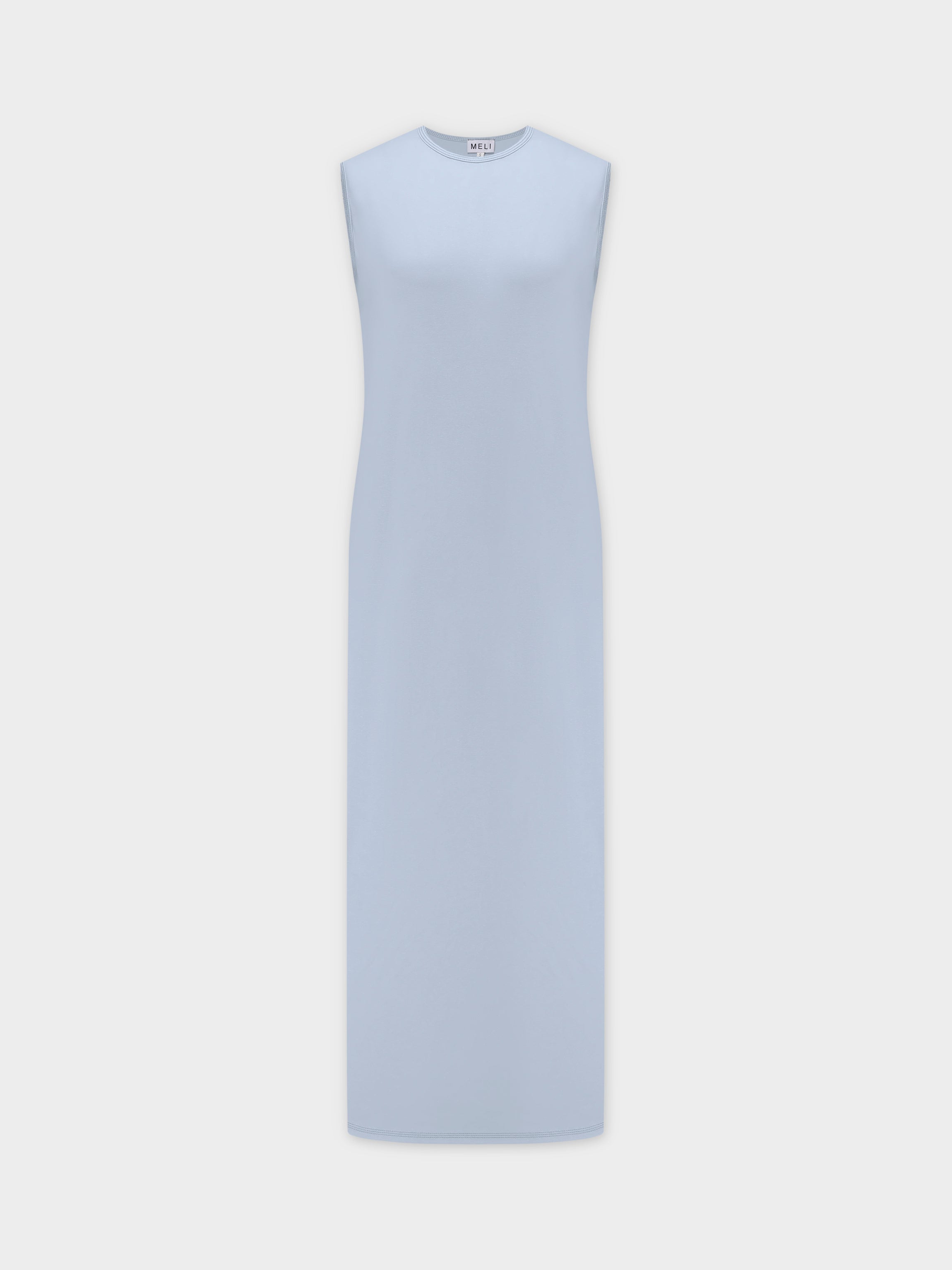 Basic T-Shirt Slip Dress-Light Blue