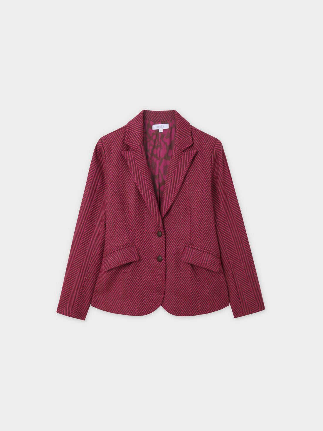 Fitted Blazer-Pink/Brown Herringbone
