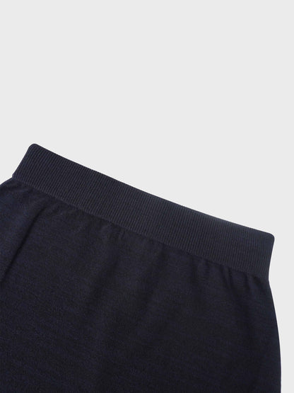 Side Zipper Straight Maxi Skirt-Black/Blue