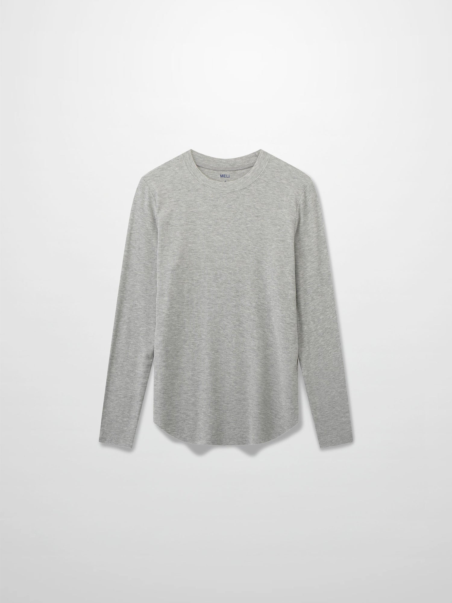 Rounded Hem Ribbed T-Shirt-Heathered Grey