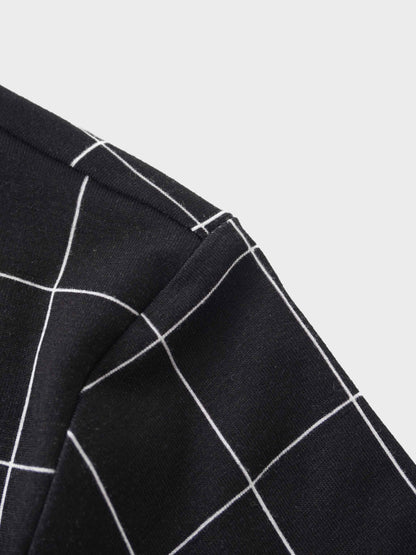 Printed Modal Turtleneck-Black Windowpane