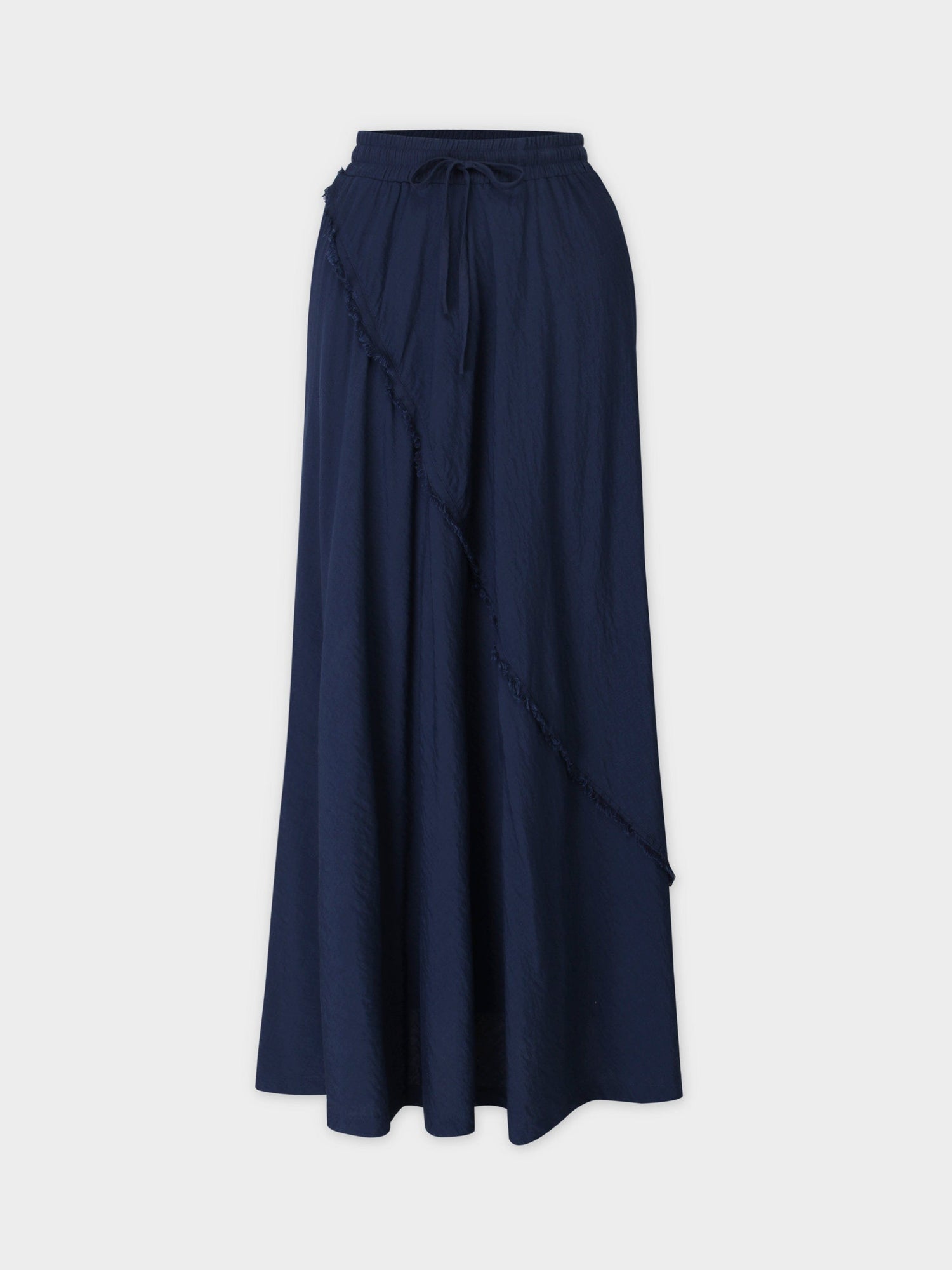 DRAWSTRING FRINGE SKIRT-NAVY