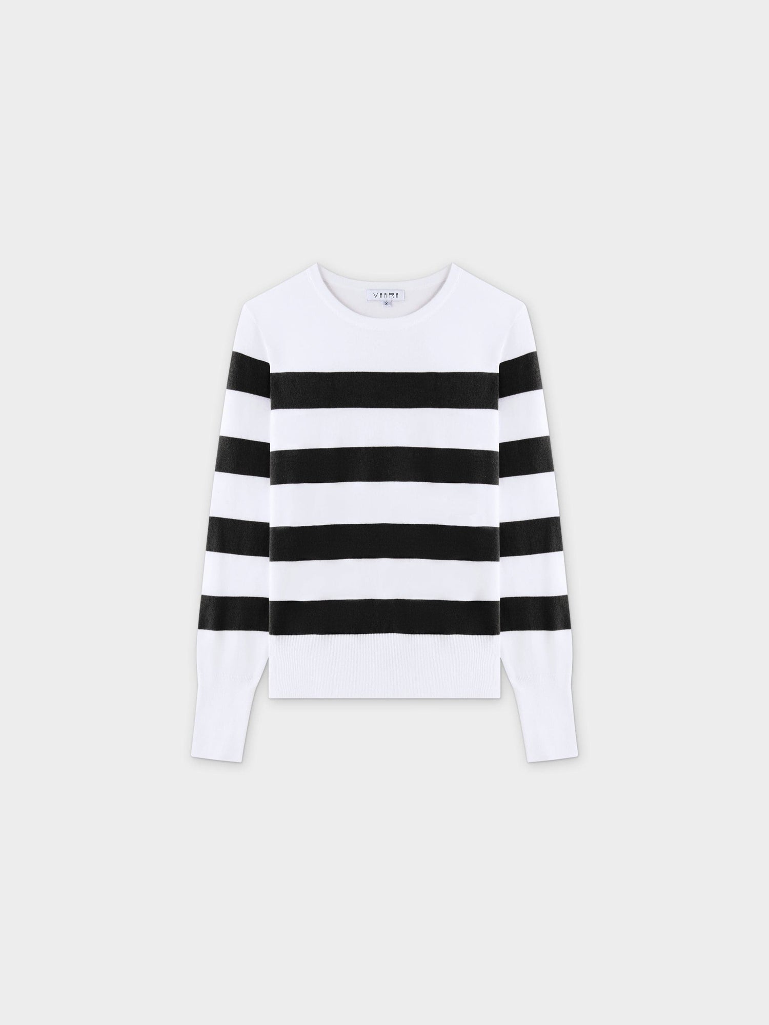 Striped Cotton Sweater-Black