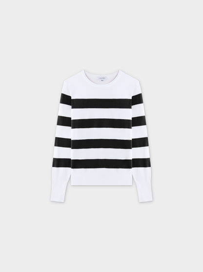 Striped Cotton Sweater-Black