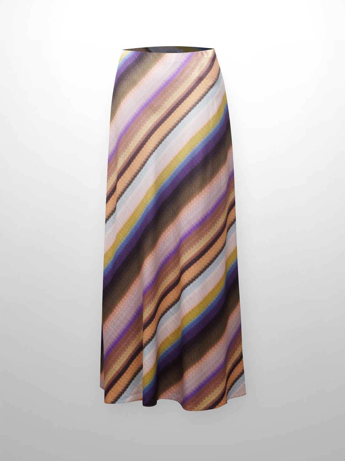 Printed Linen Blend Slip Skirt-Ombre Stripe