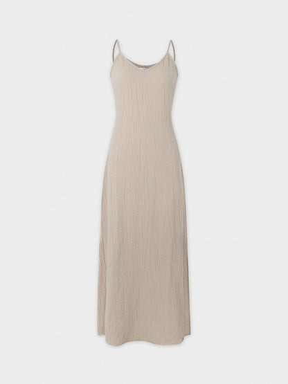 Textured Slip Dress-Taupe