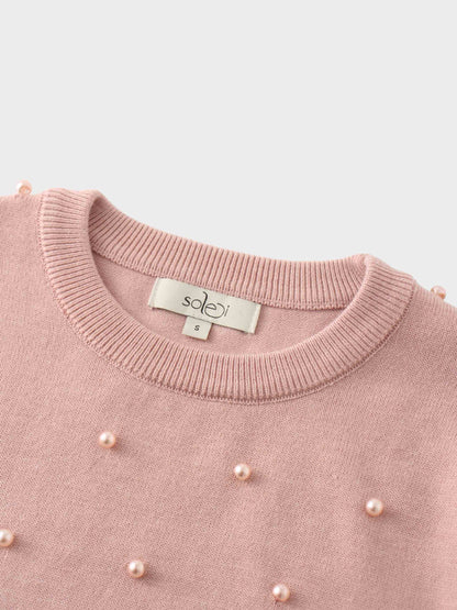 Pearl Embellished Sweater-Blush