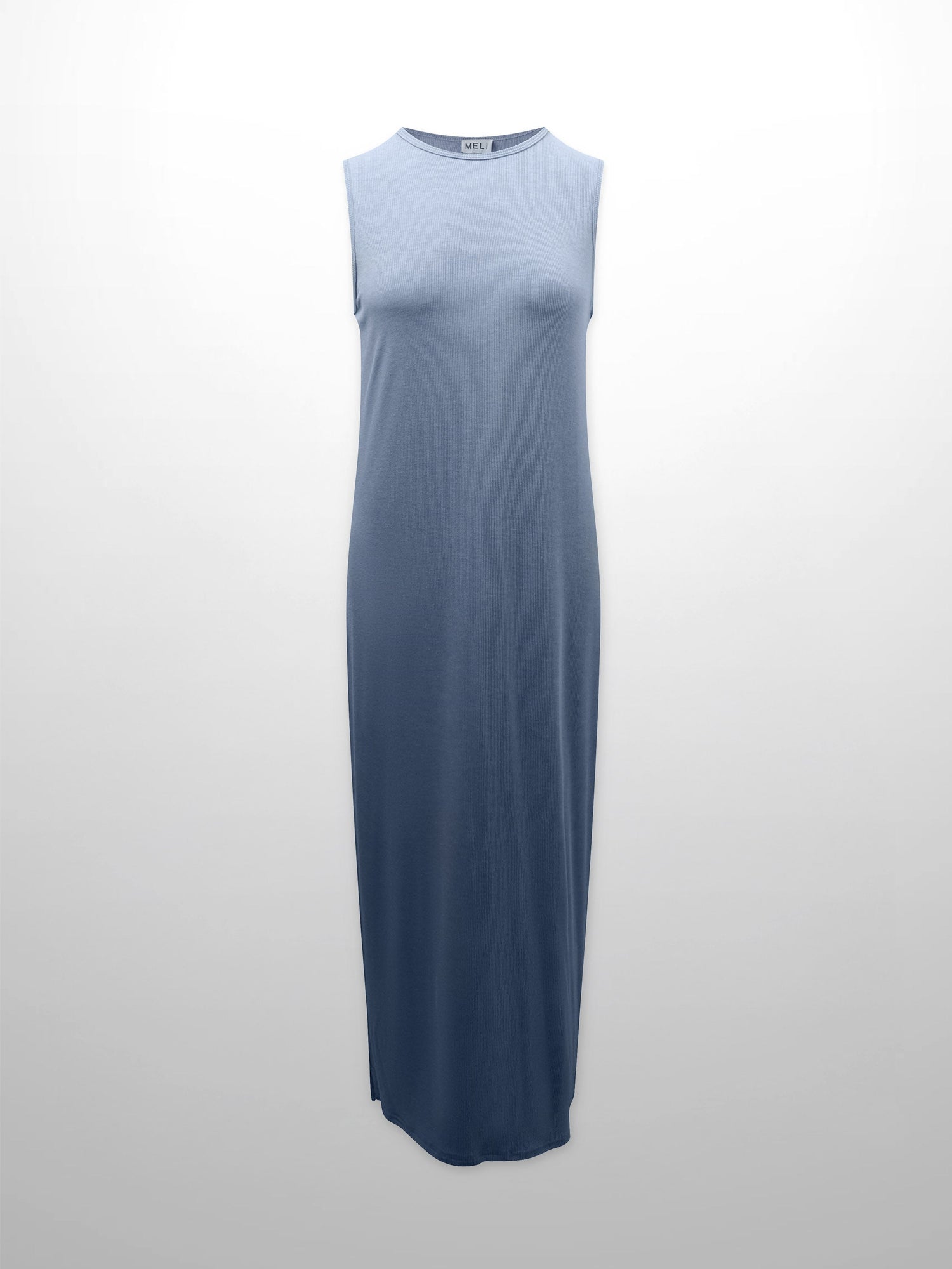 Ribbed Sleeveless Maxi Dress-Heathered Blue