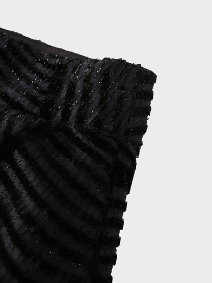 Velvet Side Overlay Skirt-Striped