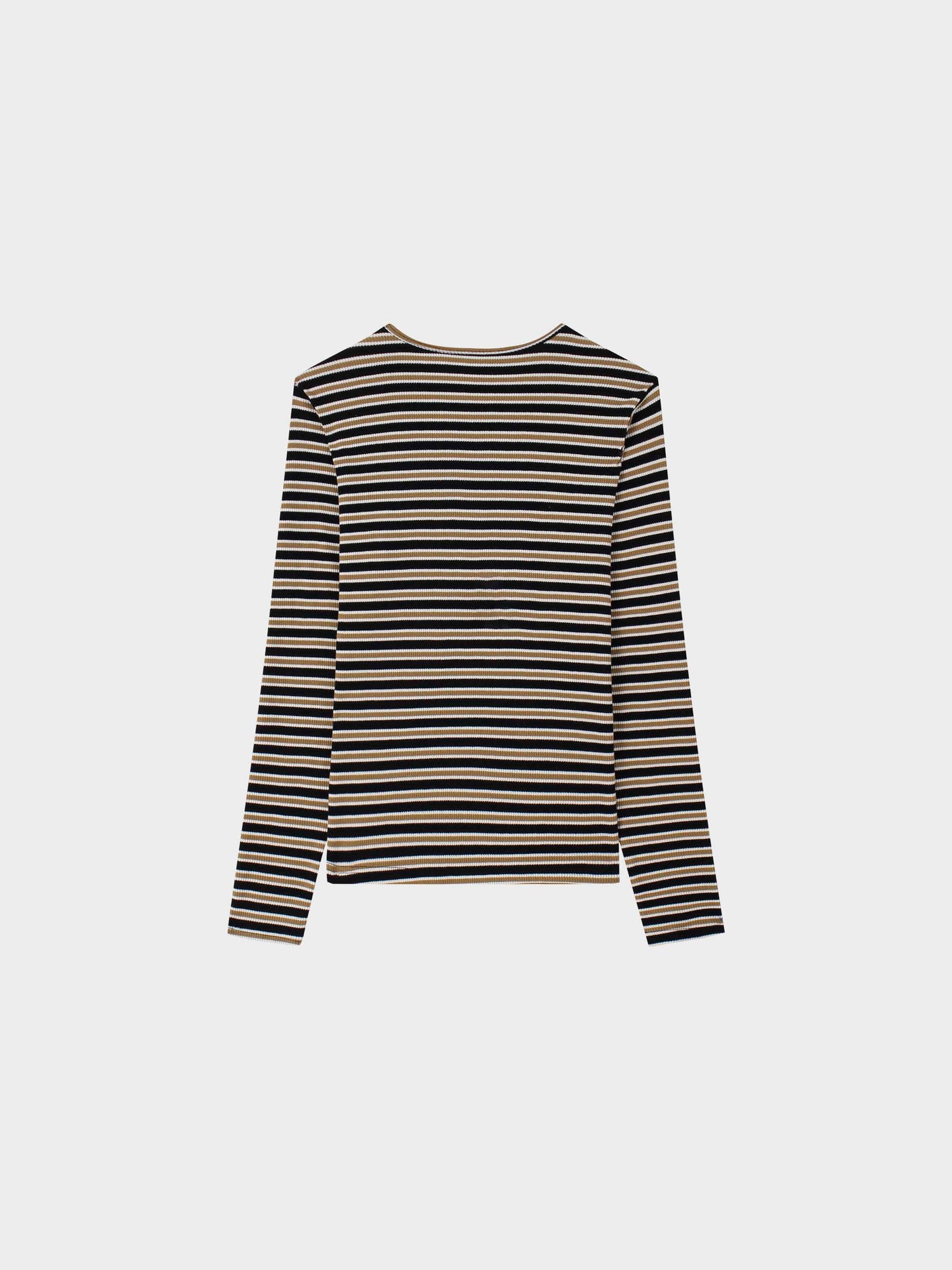 Waffle Striped Crew Tee-Black/White/Gold