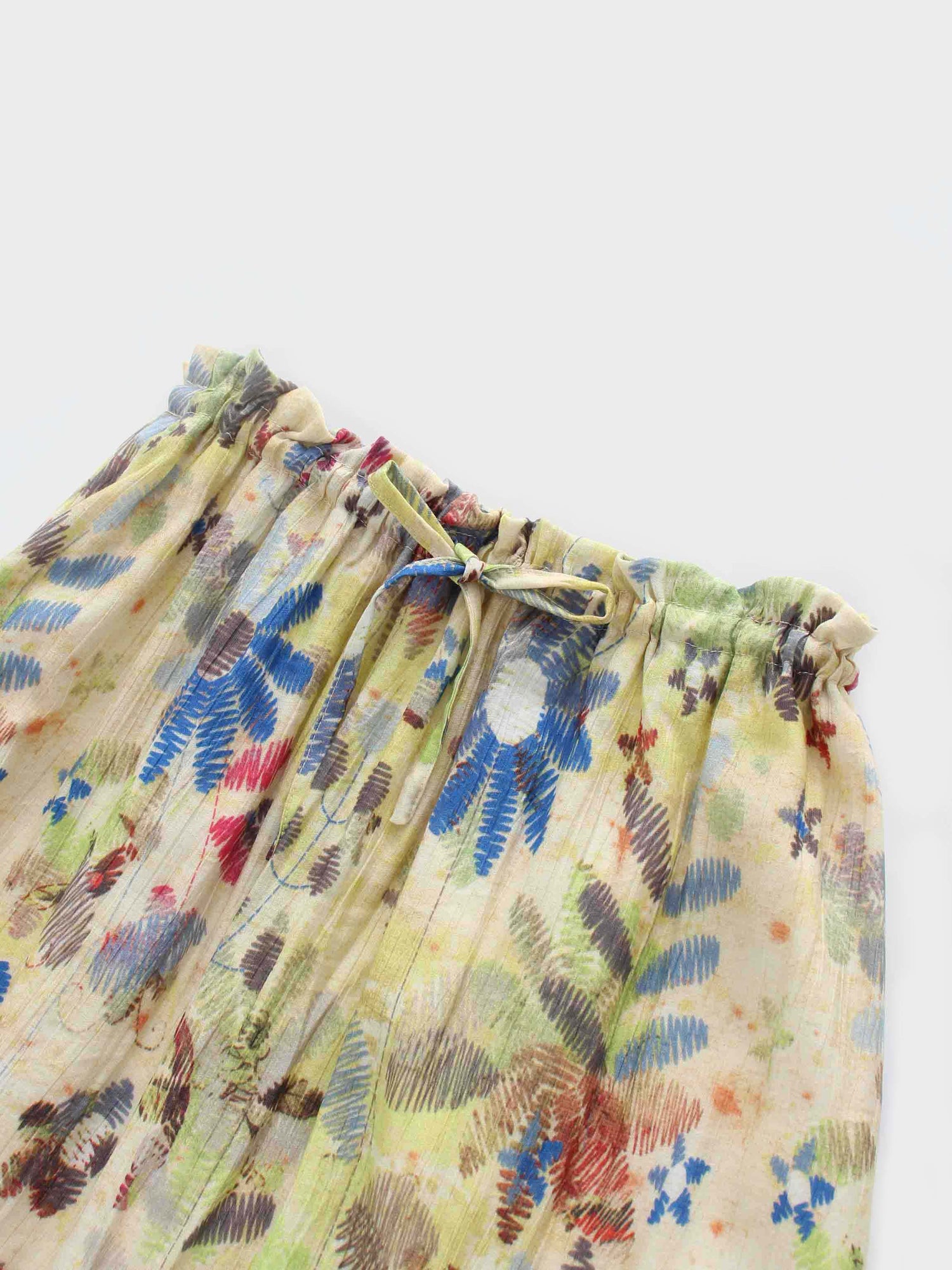 Elastic Waist Printed Skirt-Textured Floral