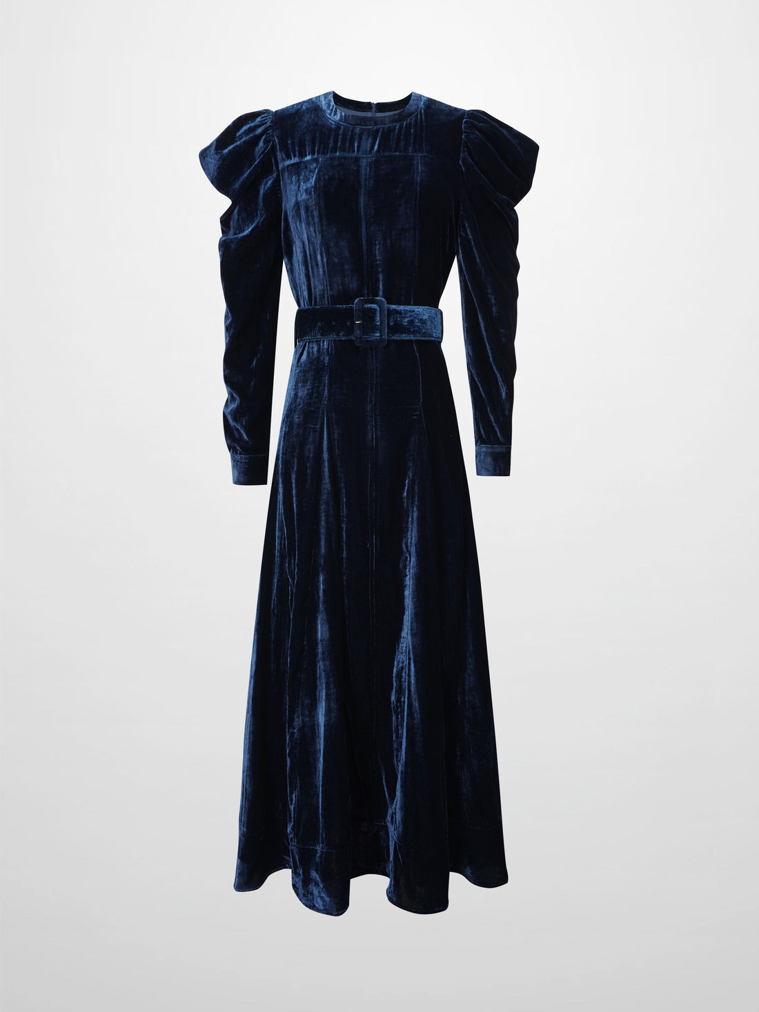 Velvet Flare Dress-Navy