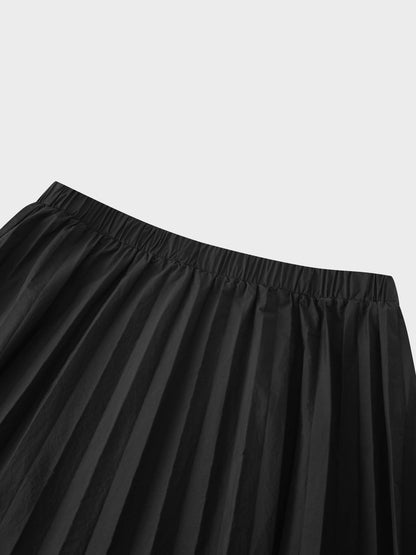 Nylon Circle Skirt-Black