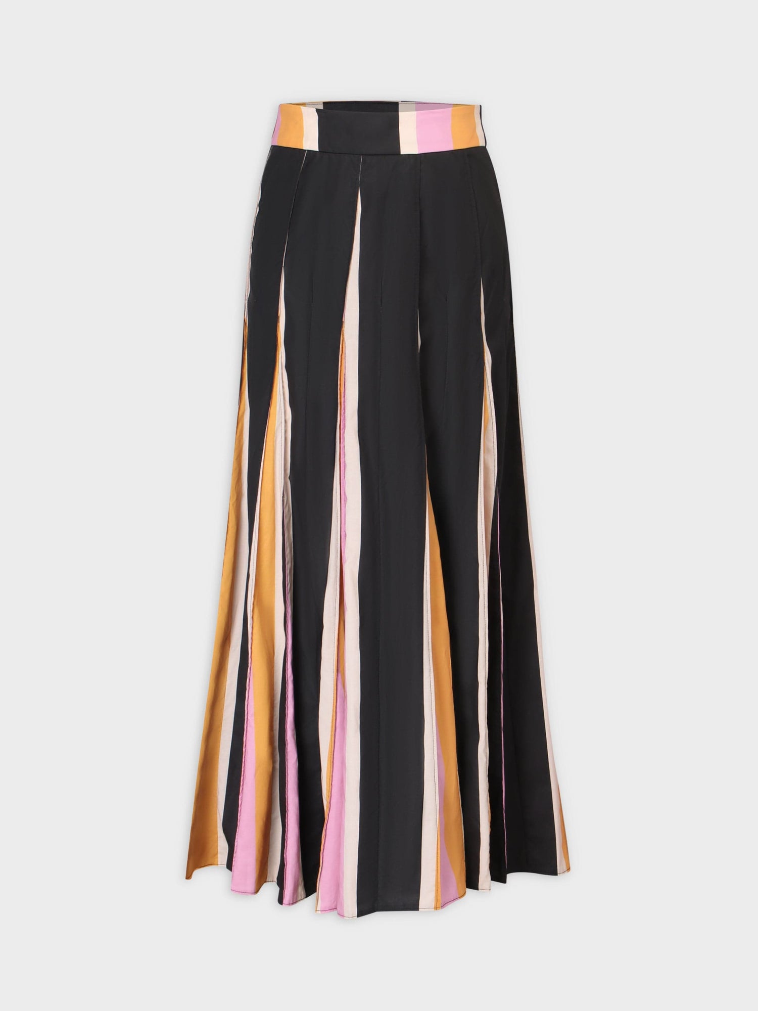 Multi Stripe Skirt-Black/Orange/Pink