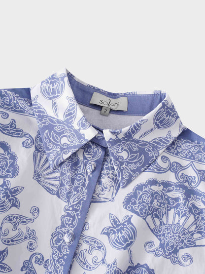 Royal Damask Dress-Blue