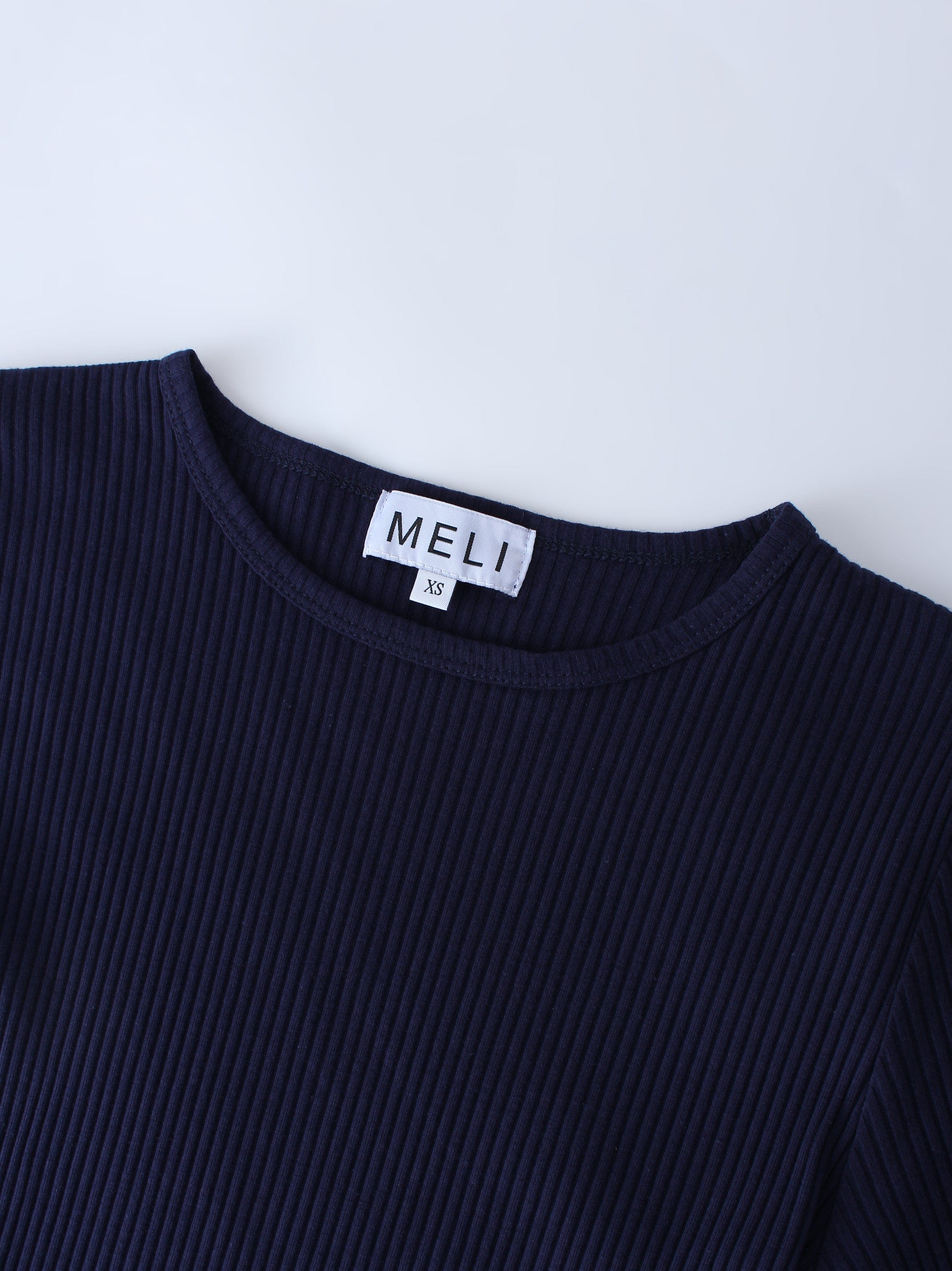 WIDE RIBBED CREW-NAVY