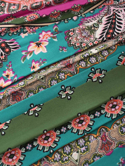 Covered Band Pleated Skirt-Fall Handkerchief